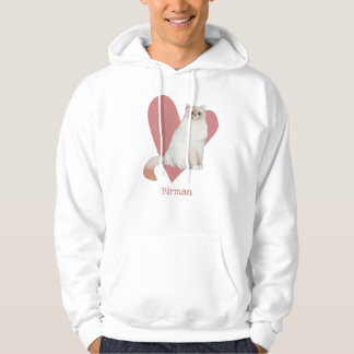 Birman Cat Waterverf Kat Roze hart Hoodie