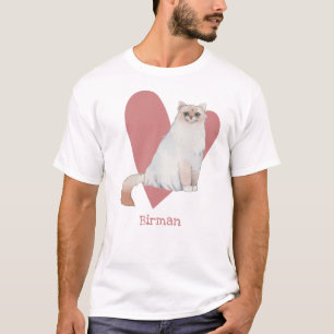 Birman Cat Waterverf Kat Roze hart T-shirt