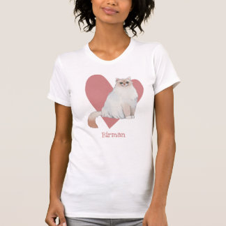 Birman Cat Waterverf Kat Roze hart T-shirt