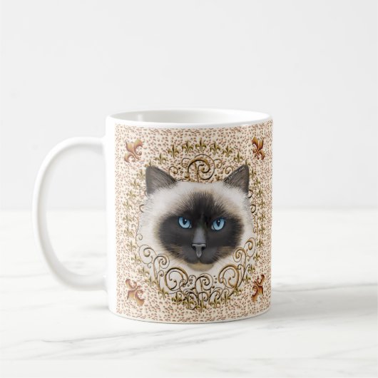 Birman Kat Fleur De Lis mok (Links)