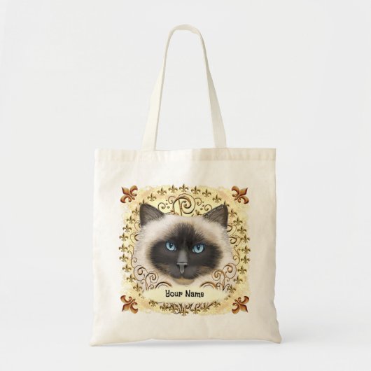 Birman Kat Fleur De Lis Tote Bag (Voorkant)