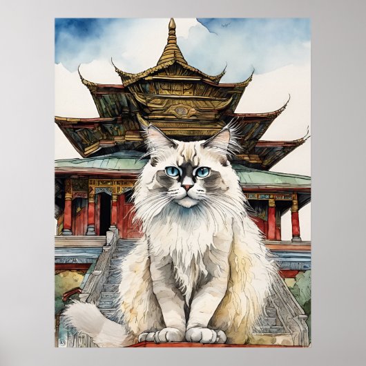 Birman Kat - Kat Art Print (Voorkant)