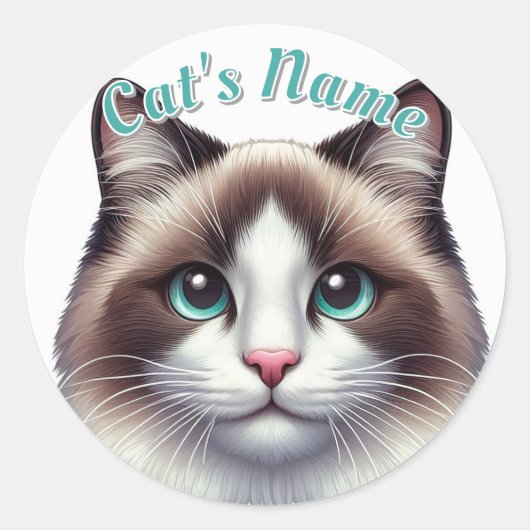  Birman of Ragdoll Cat · Gepersonaliseerd Ronde Sticker (Voorkant)
