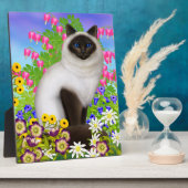 Birman Ragdoll Cat in Flowers Plaque Fotoplaat (Zijkant)