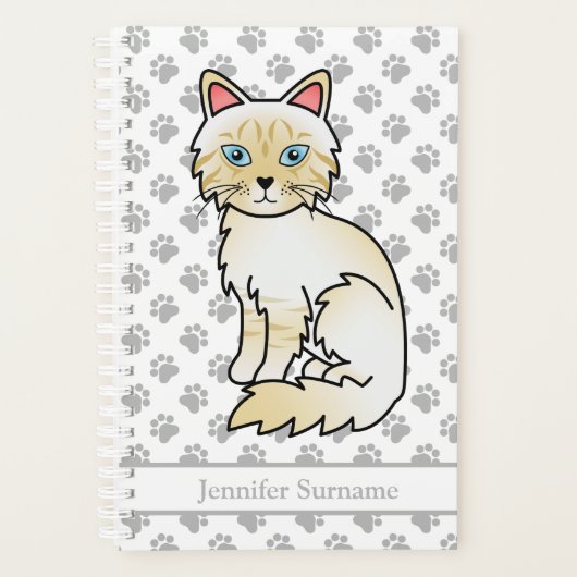 Birman/Ragdoll Tabby Point Crème Et Pattes & Texte (Devant)