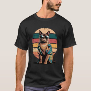 Birmese Kat Zonnebril Hawaiaans Strand Zomer T-shirt