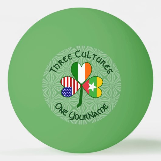 Birmese Myanmar Irish American Flags Shamrock Name Pingpongballen (Voorkant)