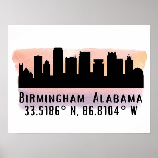 Birmingham AL City Skyline Poster (Voorkant)