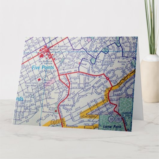 Birmingham, AL  kaart (Voorkant)