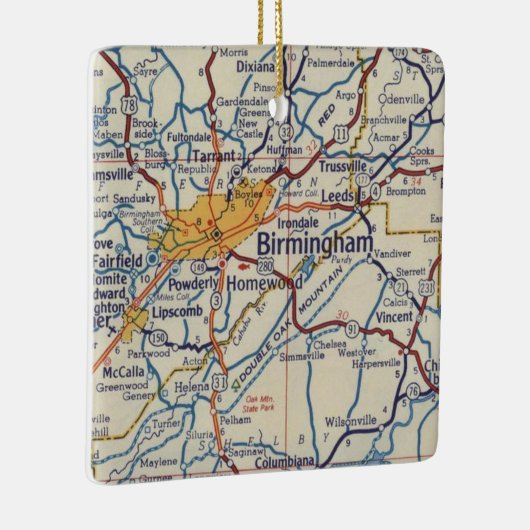 Birmingham AL  Map Keramisch Ornament (Rechts)