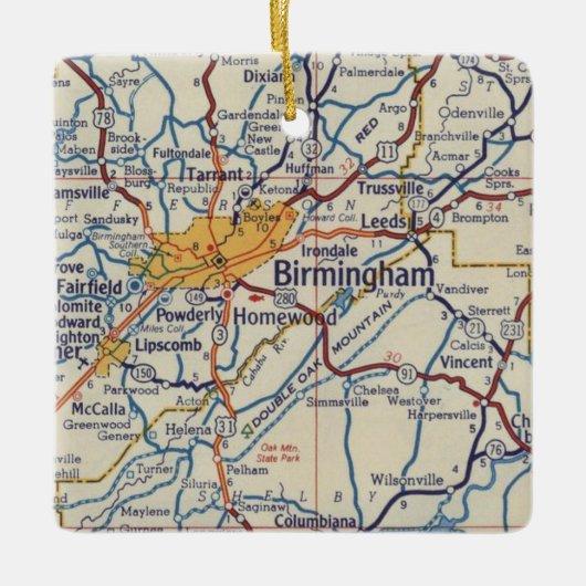 Birmingham AL  Map Keramisch Ornament (Voorkant)