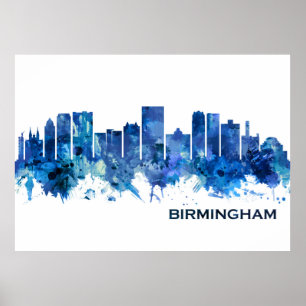 Birmingham Alabama Skyline Blue Poster