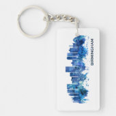 Birmingham Alabama Skyline Blue Sleutelhanger (Voorkant)