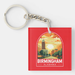 Birmingham Alabama Travel Art Embleem Sleutelhanger