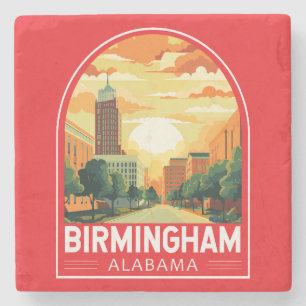 Birmingham Alabama Travel Art Embleem Stenen Onderzetter