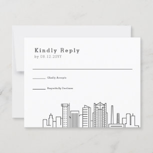 Birmingham bruiloft   Gestileerde Skyline RSVP Kaartje
