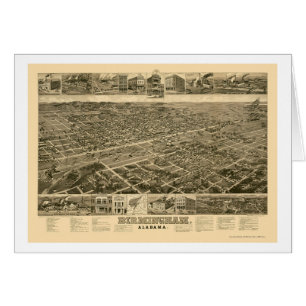Birmingham, carte panoramique d'AL - 1885
