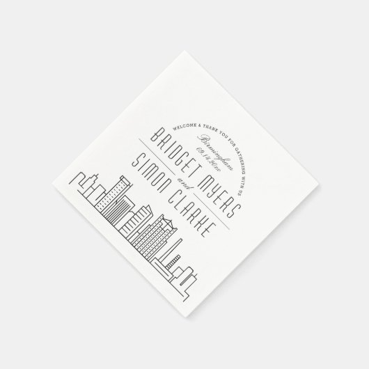 Birmingham Deco Skyline | Weddenschap Napkins Servet (Hoek)