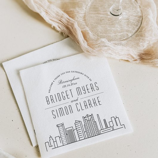 Birmingham Deco Skyline | Weddenschap Napkins Servet