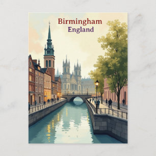 Birmingham Engeland Reis vintage artistieke waterc Briefkaart