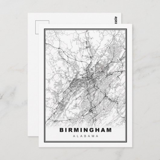 Birmingham Map Briefkaart (Voorkant / Achterkant)