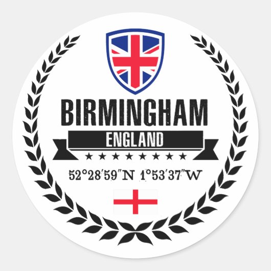 Birmingham Ronde Sticker (Voorkant)