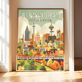 Birmingham Royaume-Uni Poster Art Print, Ville
