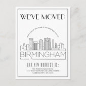 Birmingham Silhouette Moderne Deco Adreswijziging Aankondigingskaart (Voorkant)