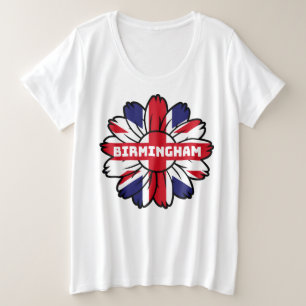 Birmingham Union Jack Sunflower Britse trots Grote Maat T-shirt