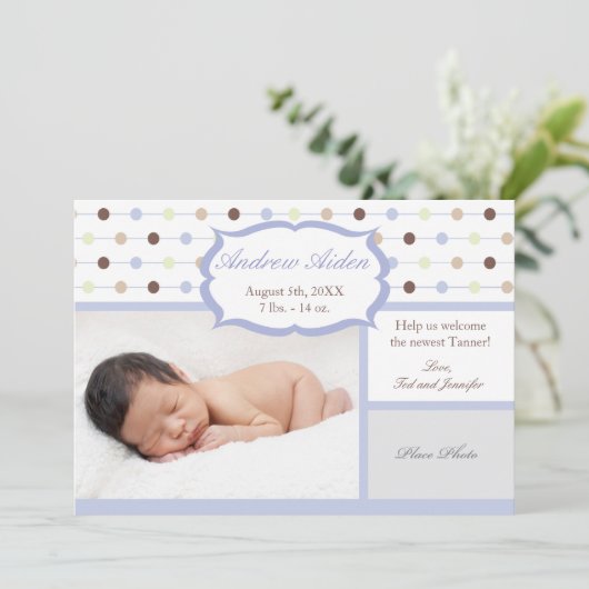 Birth Announcement Baby Boy Aankondiging (Staand voorkant)