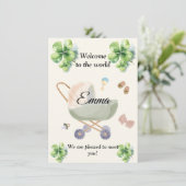 Birth announcement baby clover kaart (Staand voorkant)