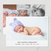 Birth Announcement Elegant Photo Collage Aankondiging (Voorkant / Achterkant)
