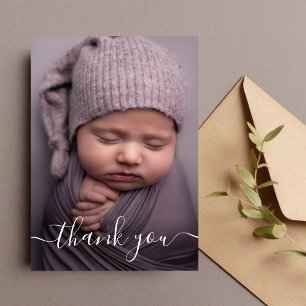 Birth Announcement Persoonlijke foto handschrift Bedankkaart