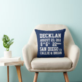 Birth Announcement Stats Navy Pillow Kussen (Stoel)