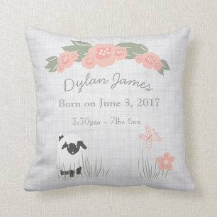 Birth Baby Pillow Lamb Boy Girl Nursery Kussen