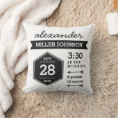 Birth Details Black White Pillow - monochrome art Kussen (Deken)