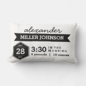 Birth Details Black White Pillow - Monochrome Baby Kussen (Voorkant)
