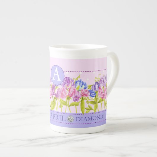 Birth Flower and Gem April Bone China Mok (Voorkant rechts)