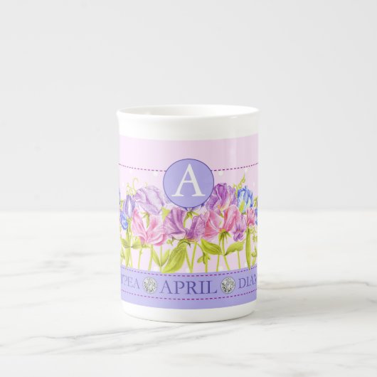 Birth Flower and Gem April Bone China Mok (Voorkant)