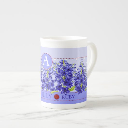 Birth Flower and Gem Juli Bone China Mok (Voorkant rechts)