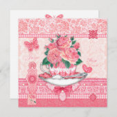 Birth Flower and Gem June Teacup Kaart (Voorkant / Achterkant)