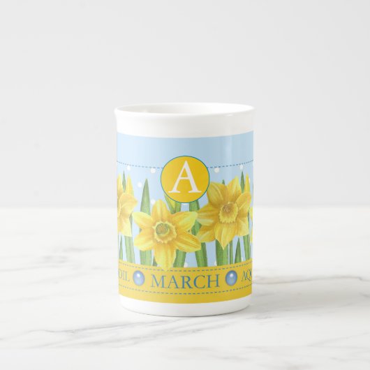 Birth Flower and Gem March Bone China Mok (Voorkant)