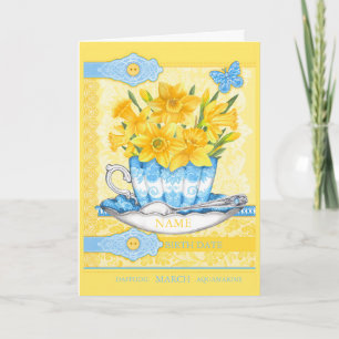 Birth Flower and Gem March Word Game Kaart