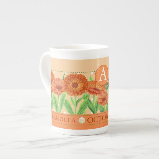 Birth Flower and Gem Oktober Bone China Mok (Voorkant links)