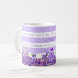 Birth Flower and Gem Stripe Mok February
