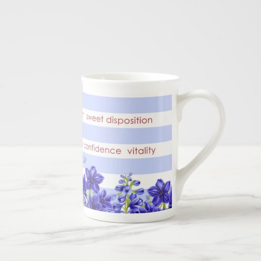 Birth Flower and Gem Stripe Mok Juli Bot China (Rechts)