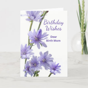 Birth Mam Birthday met Violet Chicory Flowers Kaart