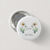 Birth Month Flower April Daisy Ronde Button 3,2 Cm (Voorkant /achterkant)