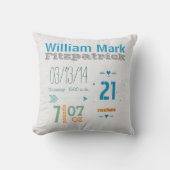 Birth Record Boys Nursery Birth Stats Kussen (Voorkant)