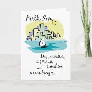 Birth Son Sailboat City Birthday Kaart